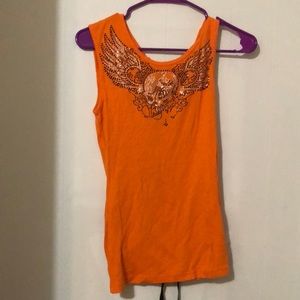 Biker Clothing Company orange lace up tank